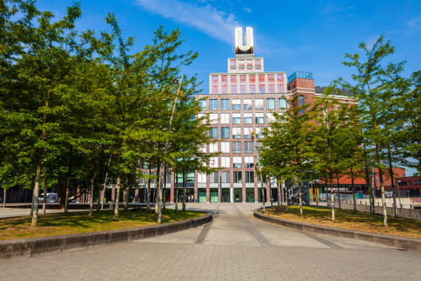 DORTMUND, GERMANY - JULY 04, 2018: U-Tower or Dortmunder U was brewery building, now center of arts and creativity Museum Ostwall in Dortmund, Germany