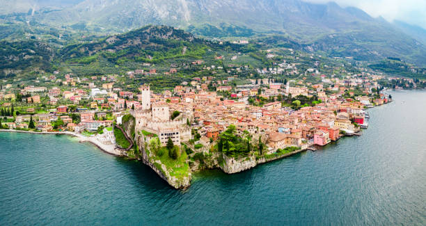 Malcesine aerial panoramic view, Italy