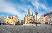 Liberec, Czechia. View of main square with Town Hall