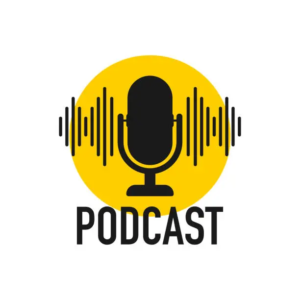 Vector illustration of Podcast. Badge, icon, stamp, logo. Vector stock illustration.