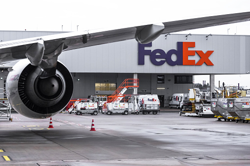 cologne, North Rhine-Westphalia/germany - 07 12 19: fed ex cargo terminal at cologne bonn airport germany