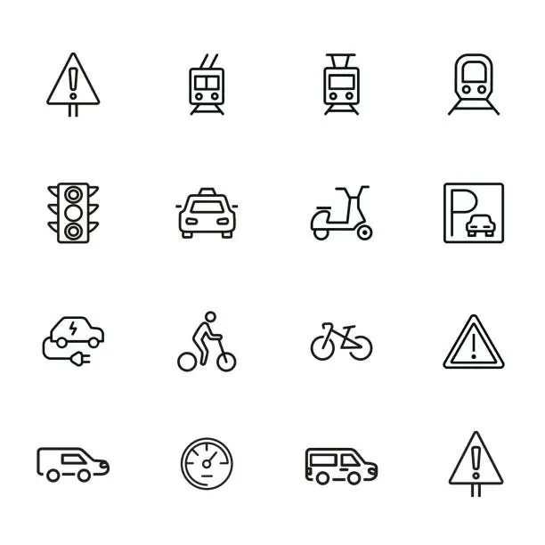 Vector illustration of Transport line icon set