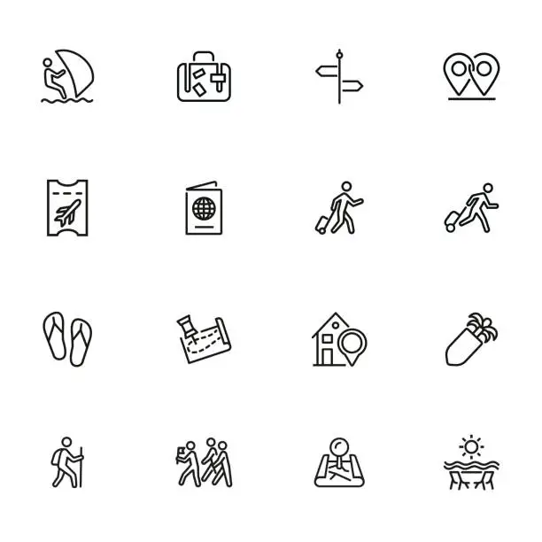 Vector illustration of Trip line icon set