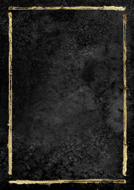 istock Golden grunge lines frame background. Gold shiny glittering stripes on black watercolor texture. 1192916544