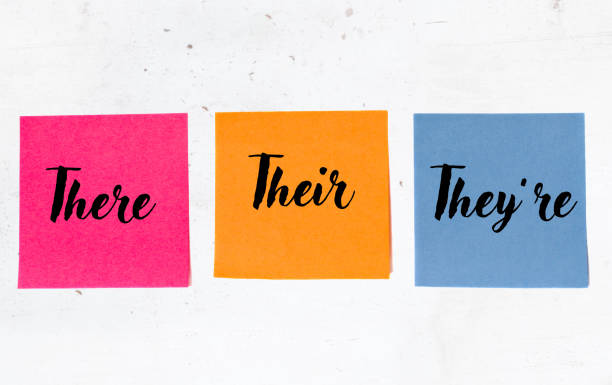 istock Grammar of there, their, they're on three sticky notes 1192920643