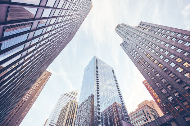 istock Looking up at Chicago skyscrapers, USA. 1192921439