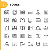 istock Book Line Icons. Editable Stroke. Pixel Perfect. For Mobile and Web. Contains such icons as Book, Open Book, Notebook, Reading, Writing, E-Learning, Audiobook. 1192921956