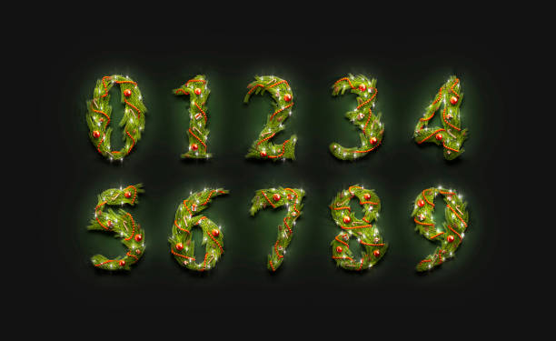 istock Decorative numbers, new year font mock up in darkness 1192922938