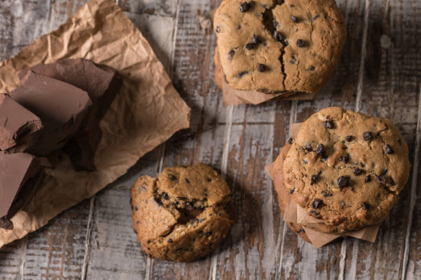 istock Stack of Chocolate chip cookies on rustic wooden table 1192923252