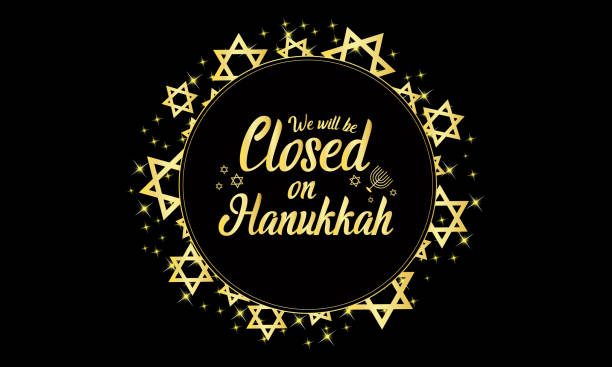 Hanukkah , we will be closed Hanukkah we will be closed card. vector illustration hanukkah shopping stock illustrations