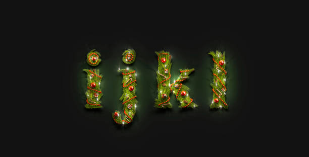 istock Decorative i j k l lowercase christmas font mockup darkness 1192924504