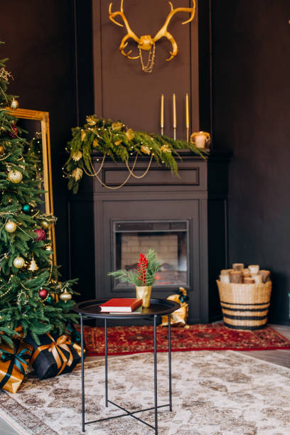 istock celebration christmas home interior black green golden 1192925465