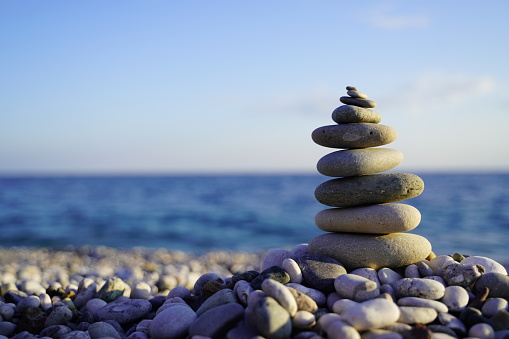 zen stones with an amazing with ana amazing beach and sea and beach view
