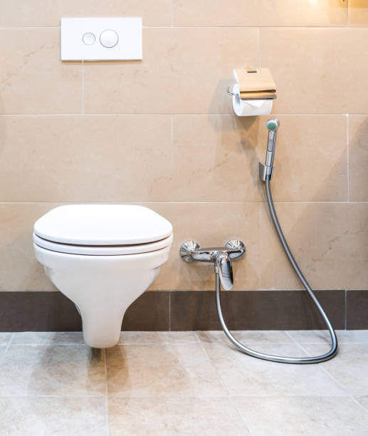 istock White toilet bowl in a modern bathroom with shower 1192928929