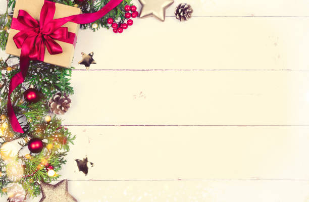 istock Christmas present on wooden background. 1192931672