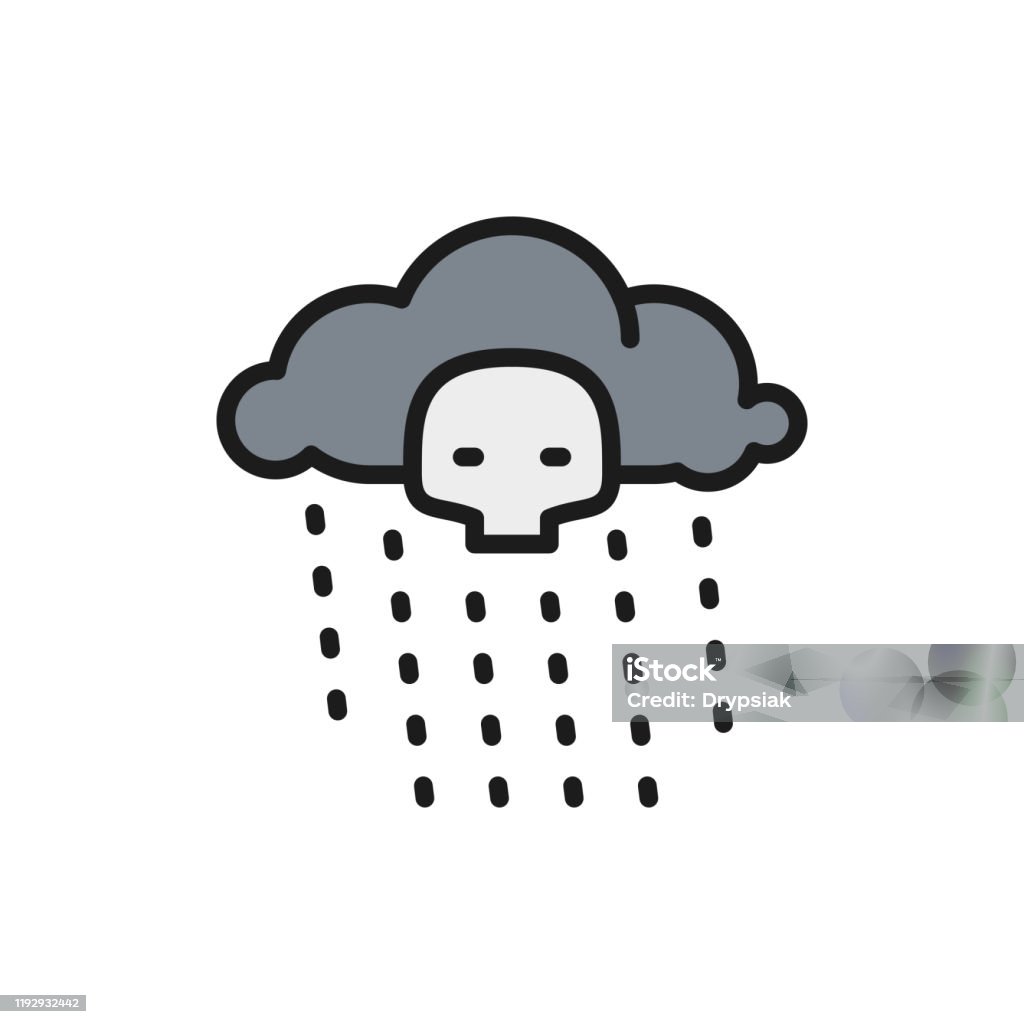 Biểu Tượng Đường Màu Phẳng Mưa Phóng Xạ Bị Cô Lập Trên Nền Trắng ...