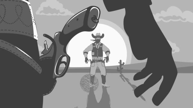 Duel Two cowboys Animation Retro Style