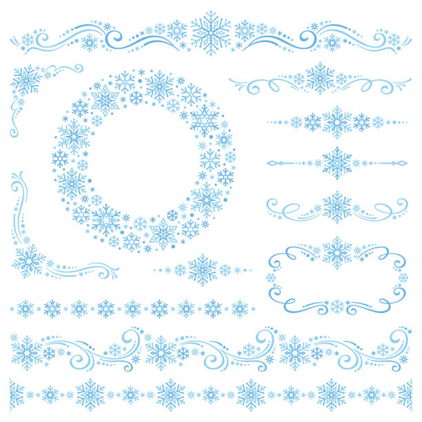 Snowflakes Design elements with snowflakes on white background snowflake shape borders stock illustrations