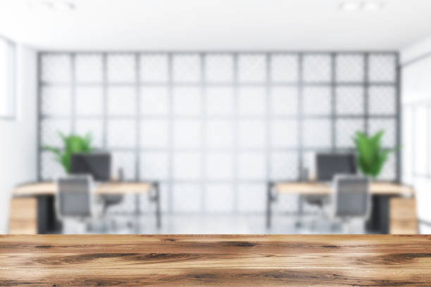istock Table in white and metal open space office 1192935185