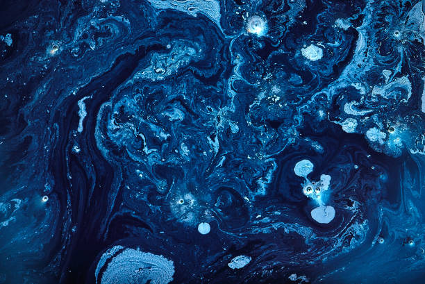 istock Abstract liquid blue colors outer space background. Exoplanet cosmic sea pattern, paint stains 1192935473