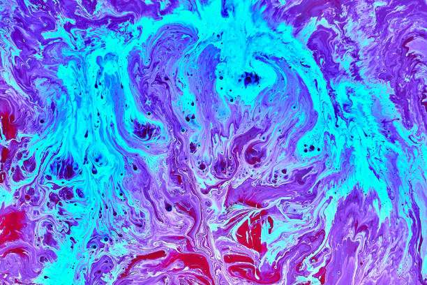 istock Abstract liquid purple pink blue colors outer space background. Exoplanet cosmic sea pattern, macro northern lights paint stains 1192935562