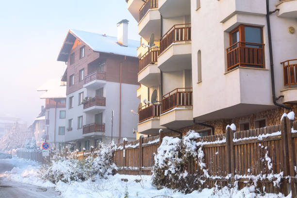 istock Street view and mountains peak in Bansko, Bulgaria 1192936905