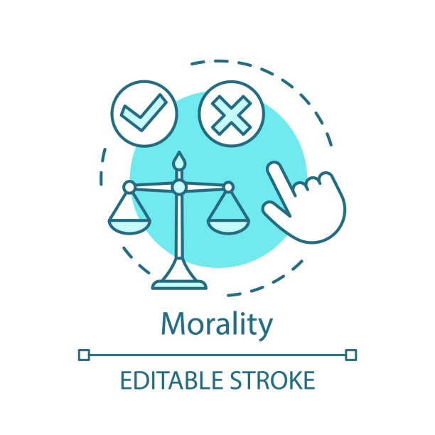 Morality concept icon Morality concept icon. Justice idea thin line illustration. Moral choice. Problem solving. Law balance. Code of conduct. Ethical decision making. Vector isolated outline drawing. Editable stroke code of ethics stock illustrations