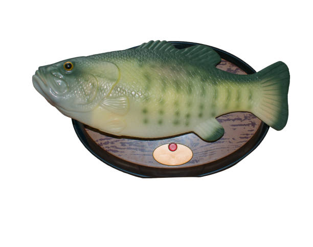 istock Isolated souvenir fish on white background. Musical toy on board. 1192942452