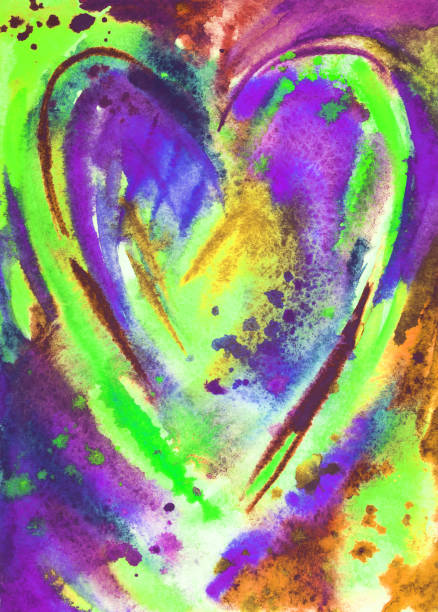 istock Multi-colored heart, abstract painting, watercolor in an expressive manne 1192943154