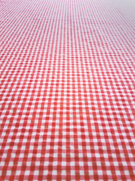 istock Tablecloth checkered red and white texture background, high detailed 1192944643