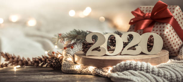 istock Background festive new year background with numbers 2020. 1192946478