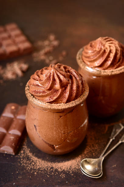 istock Chocolate mousse in a glass jar 1192946514