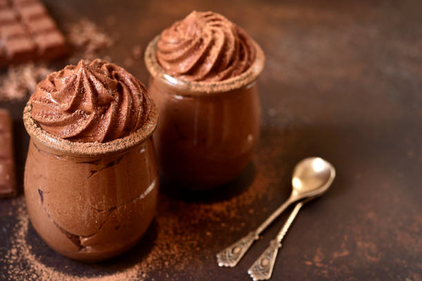 istock Chocolate mousse in a glass jar 1192946515