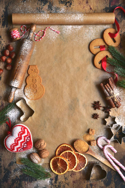 istock Christmas festive baking background with traditional ingredients and props for making ginger cookies 1192946550