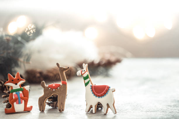 istock Festive new Year background with lights and gingerbread. 1192947460