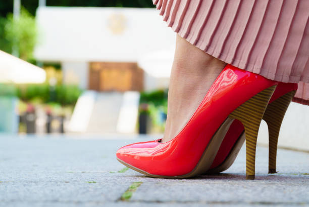 istock Red high heel classic shoes outdoor 1192947876