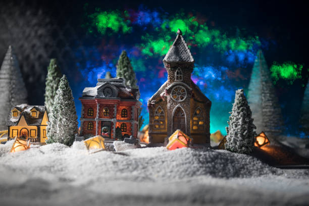 istock Traditional holiday attributes on snow. Creative artwork decorations. Empty space for your text 1192948222