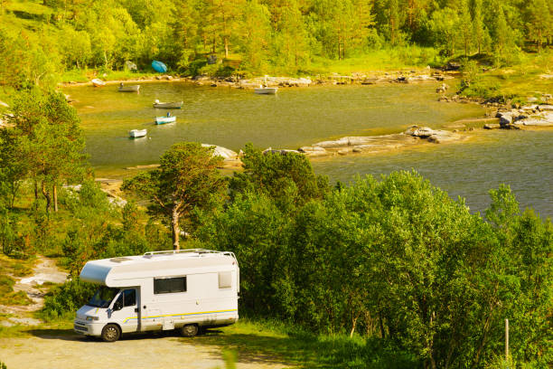 istock Camper car camp on norwegian nature 1192948918