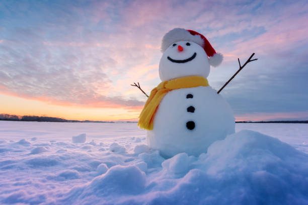 istock Funny snowman in red hat 1192950618