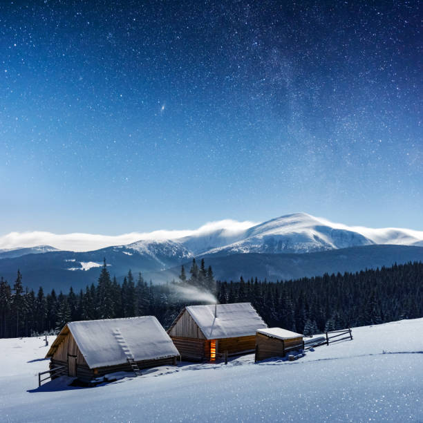 istock Night landscape glowing by milky way 1192951133