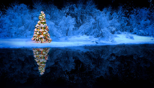 istock Christmas tree with fresh and fluffy snow 1192955171