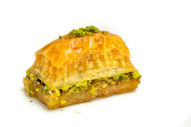 istock turkish pistachio baklava on a white background 1192955918