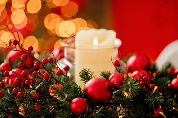 istock Christmas advent pine wreath festively decorated background 1192956385