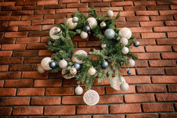 istock Christmas advent pine wreath festively decorated background 1192957124
