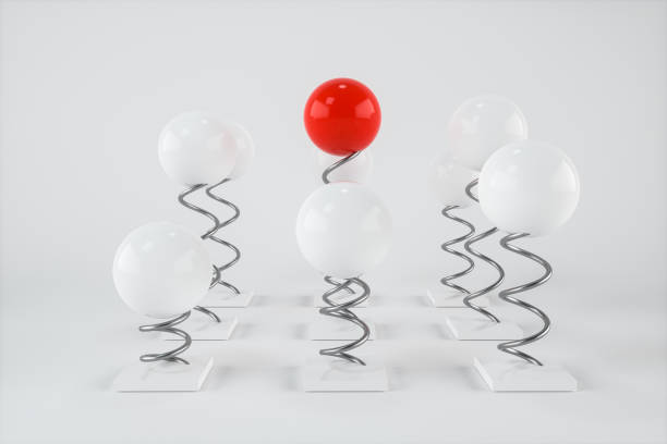 istock Polished balls are attached to springs, 3d rendering. 1192959449
