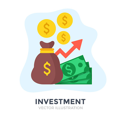Investment. Flat design. Investing, money management, capital, banking, economic growth, financial plan concepts. Vector illustration