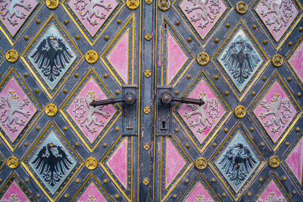 Detail of basilica door at Vysehrad Detail of basilica door at Vysehrad, Prague, Czech Republic prague art stock pictures, royalty-free photos & images