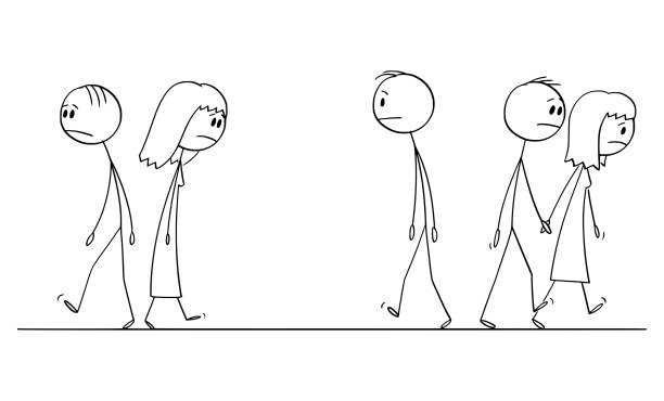istock Vector Cartoon Illustration of Sad or Depressed People Walking on 1192965652