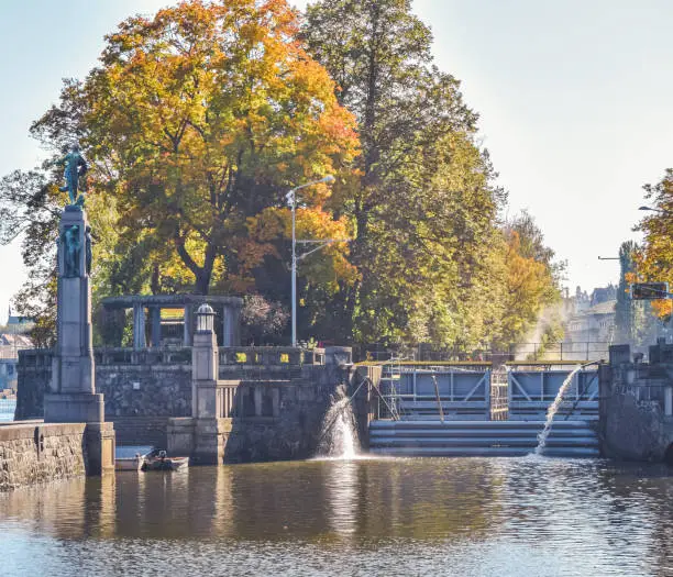 Photo of View of a sluice gate on the River Vltava, Prague