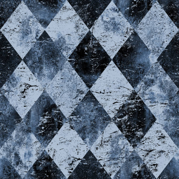 istock Indigo blue navy vintage grunge argyle seamless plaid pattern. Watercolor hand drawn background 1192969452